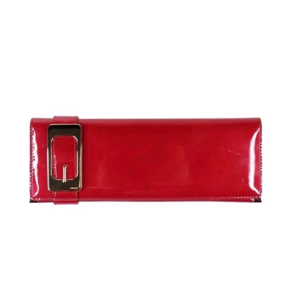 ❤️GUCCI❤️Red Gucci Clutch Bag Patent Leather Gold Buckle Clutch Rare Iconic❤️